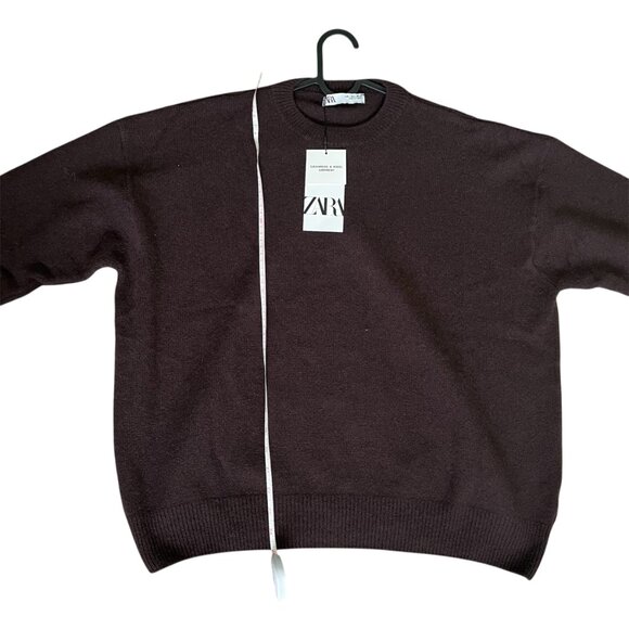 Zara Cashmere Wool Blend Sweater – Chocolate Brown, Size L, Cozy & Chic - Picture 8 of 10